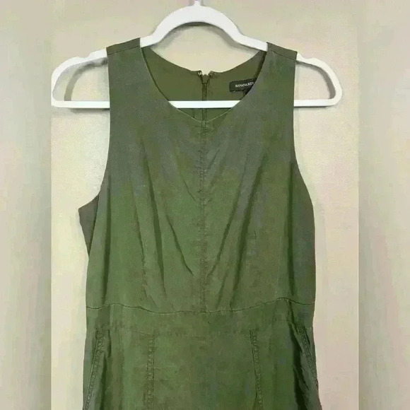 Banana republic olive green sleeveless wide leg jumpsuit pockets zip up size 6 - Picture 5 of 12